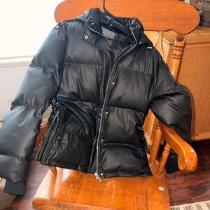 Maniere De Voir Shiny Black Puffer Jacket